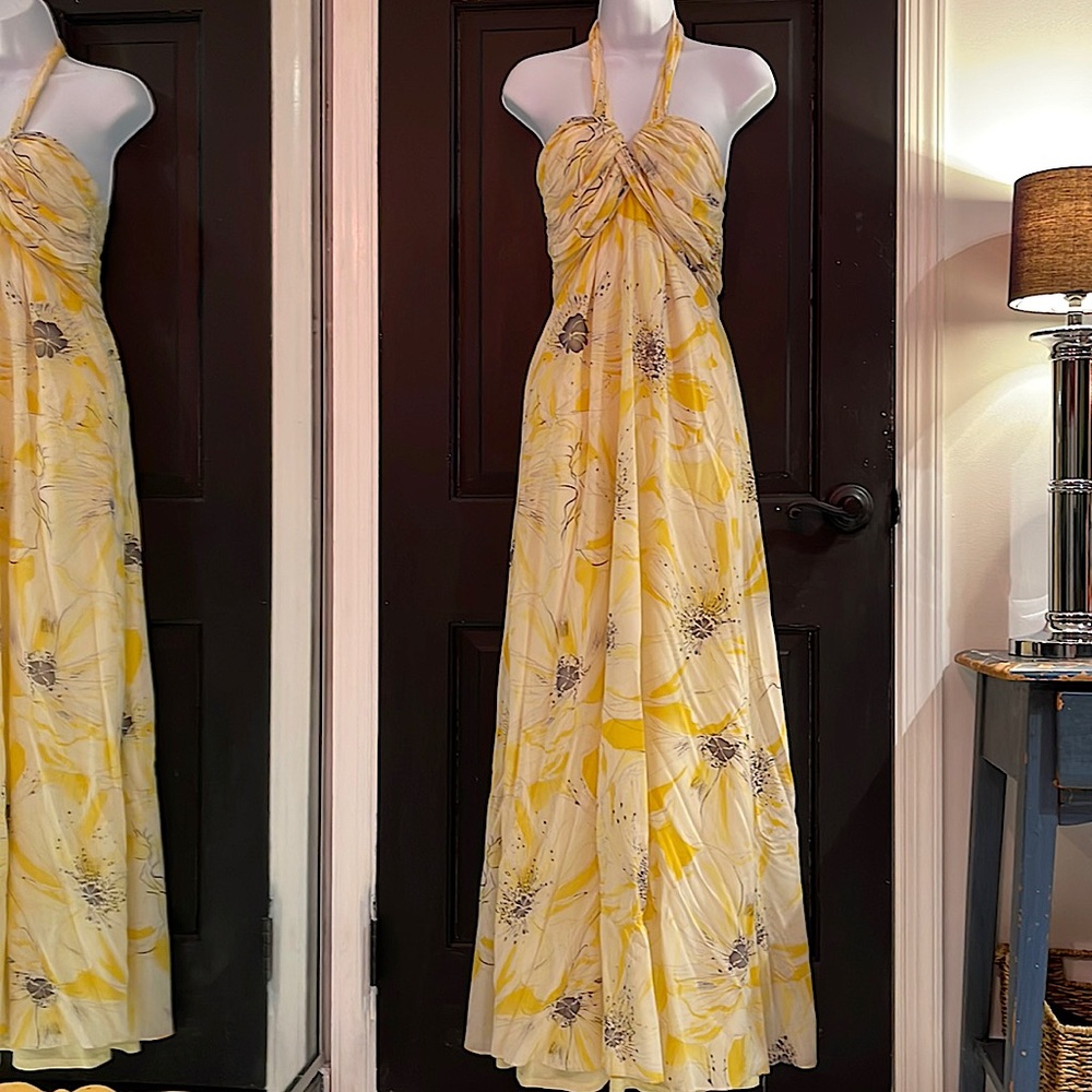 David Meister yellow floral maxi.